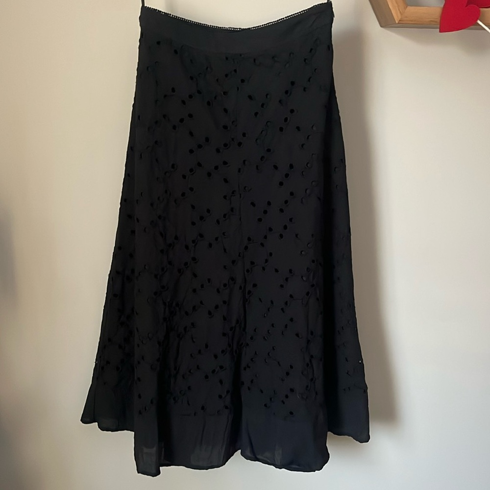 Commense Eyelet Cotton Zippered Mid Skirt - Picture 2 of 8